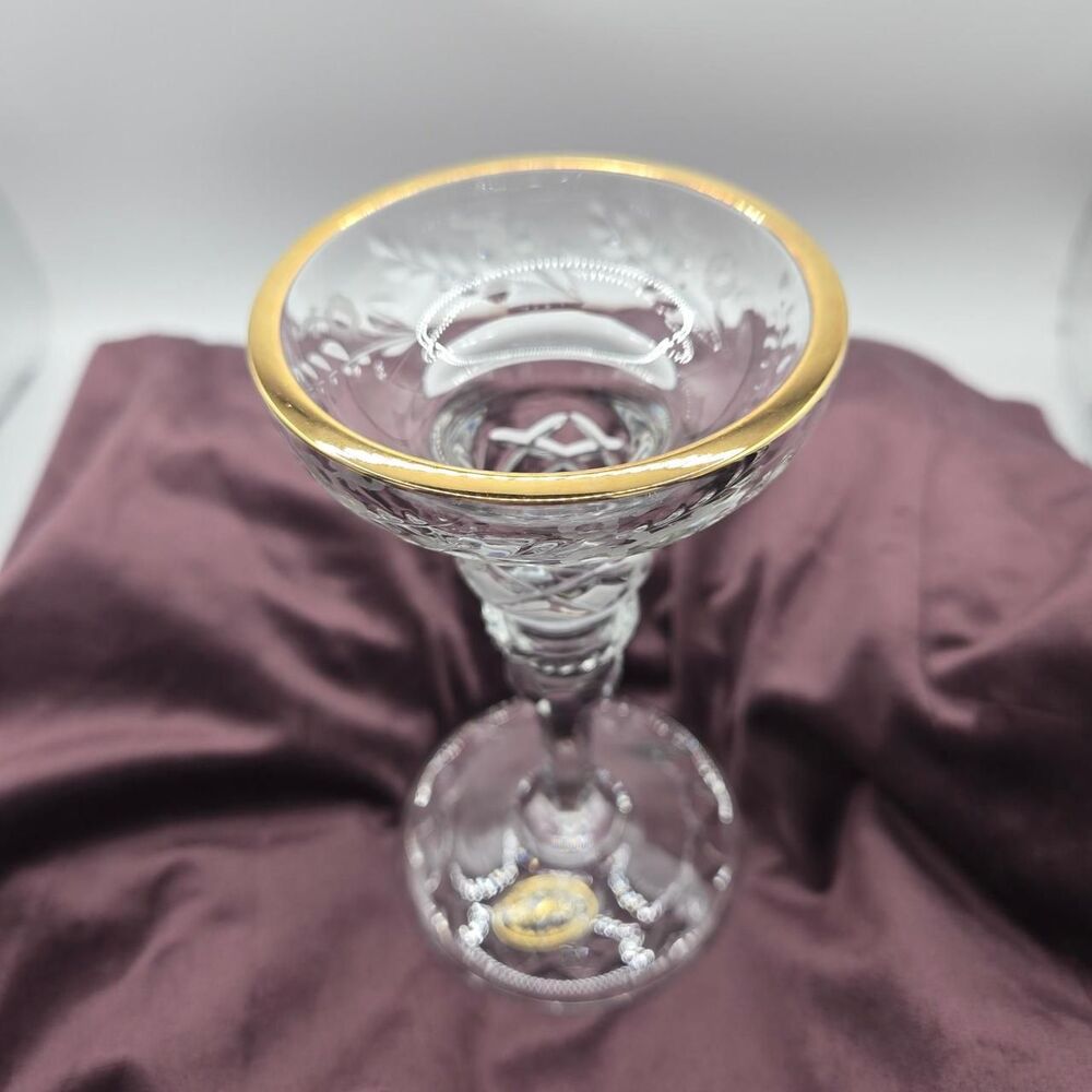 Crystal and 24K gold rimmed candle holders